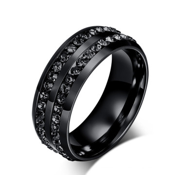 Bague coréenne Black Diamond Titanium en acier en acier anneau en acier inoxydable